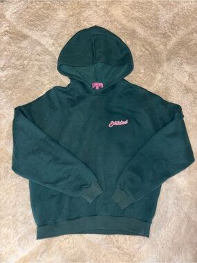 Edikted Script Hoodie in Green with Pink Accent
